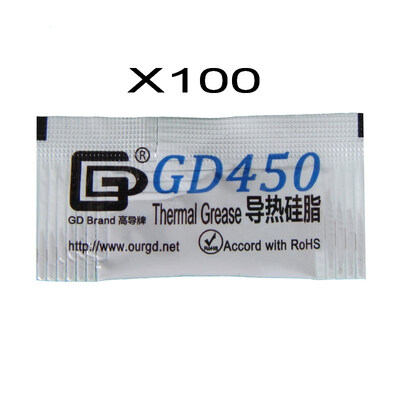 

GD Brand 100 Pieces GD450 Thermal Paste Grease Silicone Heat Sink Compound Golden Net Weight 0.5 Gram For CPU Cooler Mini Bag MB05
