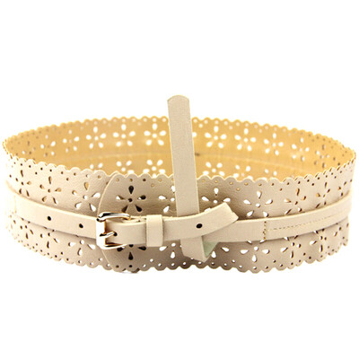 

Jingdong Supermarket Meng Si Ke MSEK WPD13606 Ms belt flower flower hollow wide belt wild decorative wide belt camel