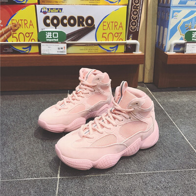 

2018 winter new high-top shoes womens shoes round head mesh gauze new womens shoes sports tide shoes casual shoes