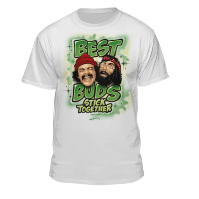 

Cheech & Chong Up In Smoke Best Buds Stick Together 420 White T-Shirt
