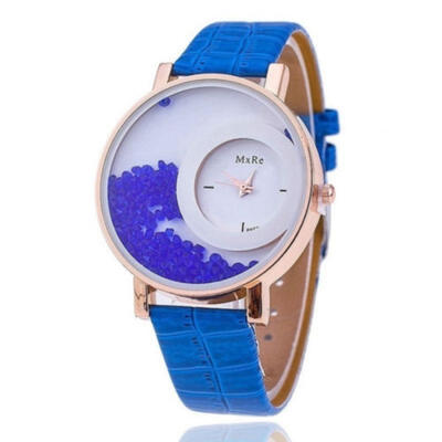 

Retro Women Fashion Crystal Leather Wristwatch Sand Type Unique Design2018 New