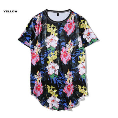 

Fashion Mens O Neck Short Sleeve Casual T Shirts Mens T-Shirt Tops Flower Print