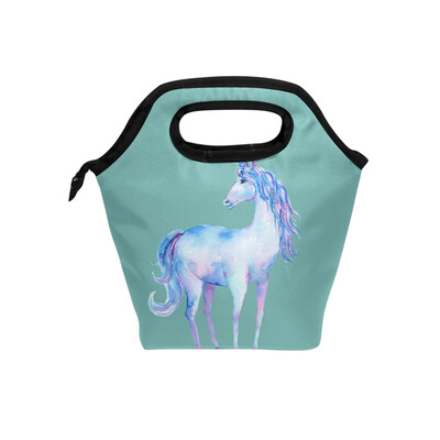 

Lunch Tote Bag Standing Unicorn Travel Picnic Insulated Lunch Handbags Portable Zipper Lunch Bag Box
