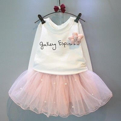 

Princess Baby Girls Tops T-shirtTulle Skirts 2pcs Outfits Set Dresses Clothes