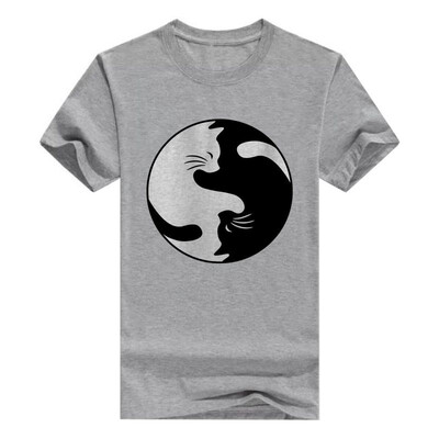 

Cat Lovers Gifts Cat Yin Yang Peace Funny Cat Short Sleeve T-Shirt