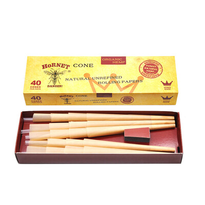 

110mm Cigarette Papers Pre-rolled Trumpet Shape Empty Smoke Tube 40 Cones Natural Unrefined Rolling Papers