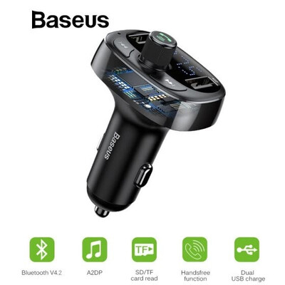 

Baseus Car Charger FM Transmitter Aux Modulator Bluetooth Handsfree Car Audio MP3 Player 34A Fast Dual USB Mobile Phone Charger