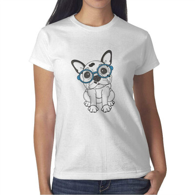 

Melinda Women Funny Dressed Bulldog Cotton T-Shirt Short-Sleeve Fashion tee