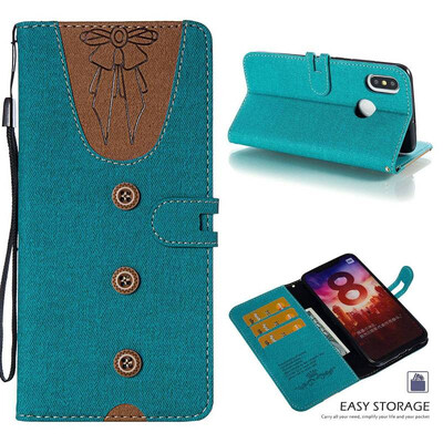 

MOONCASE Millet Mi A2 Mi 6X stitching embossed womens leather case - green