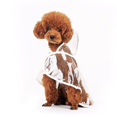 

Warrior hoopet teddy bear puppy transparent four-legged raincoat small dog waterproof clothing dog clothes beautiful transparent waterproof raincoat -bust 41-46cm
