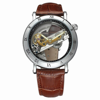 

Luxury Skeleton Automatic Mechanical Men Watch Self-Wind Stainless SteelGenuine Leather Man Business Wristwatch Masculino Relogio