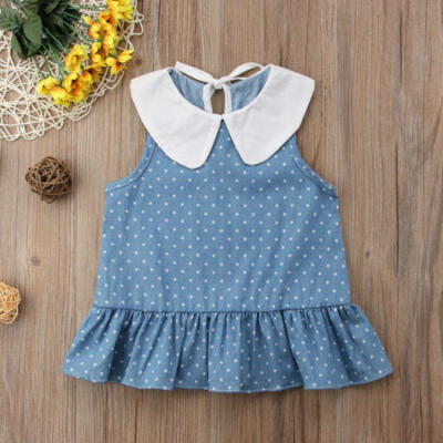 

US Toddler Girls Sleeveless Ruffle Short Dress Baby Kids Party Casual Dresses