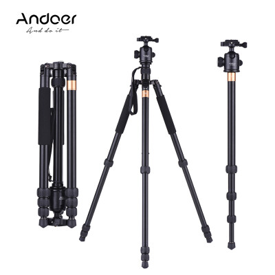 

Andoer TP-999B Professional Portable Aluminum Alloy Tripod Monopod with Panoramic Ball Head 4-Section Max Height 163cm 14" Screw