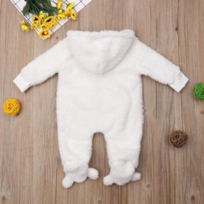 

Newborn Baby Boy Girl Fuzzy Hooded Romper Bodysuit Jumpsuit Outfits Set Clothes