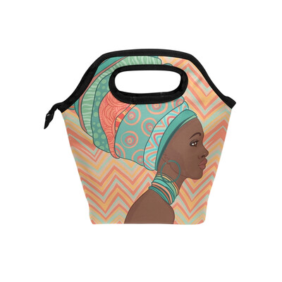 

Insulated Lunch Tote Bag Artistic Woman Travel Picnic Lunch Handbags Portable Zipper Lunch Bag Box