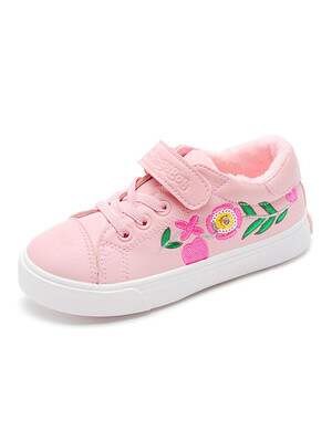 

chunchuntu 2018 Winter Baby Girl Flower Casual Shoe Children Pu Leather Trainer Toddler Fashion Sport Sneaker White 7002