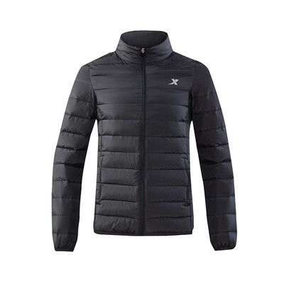 

Xtep Mens Down Jacket 2018 Autumn New Comfortable Thin Stand Collar Warm Sports Casual Slim Fashion 882329199203 Black M