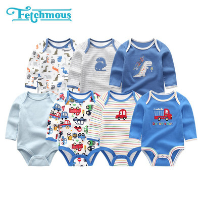 

7PCSLot Unicorn Full Sleeve Newborn Baby Girls Clothes Rompers Babywear Bodysuists One Pieces Baby Boys Clothes Cotton O-Neck