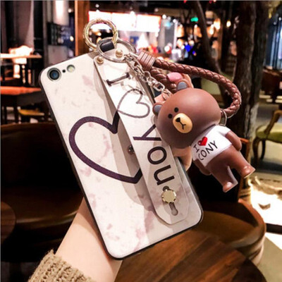 

For iPhone XS MAX Phone Cases 2018 new Arrival Fashion Covers Soft TPU With Wristband Kickstand Hand rope Small Bear case