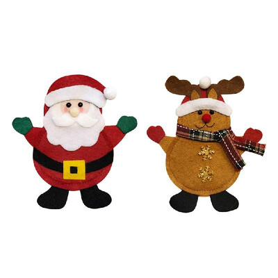 

2pcsset Christmas Cutlery Holders Fork Knife Spoon Bags Pockets Set Christmas Decor Ornaments--Reindeer Snowman