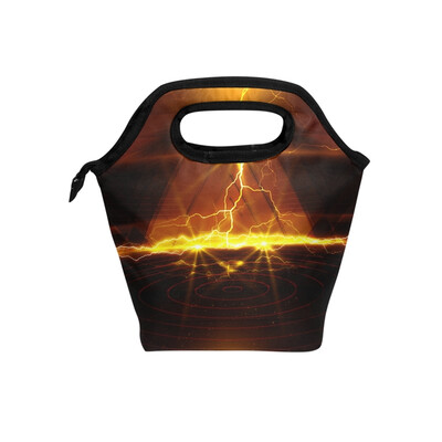 

Insulated Lunch Tote Bag Lightning Travel Picnic Lunch Handbags Portable Zipper Lunch Bag Box