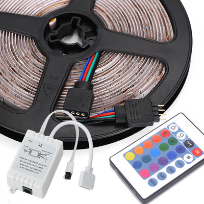 

HML 5M Waterproof RGB Strip Light SMD2835 300 LEDs 24W with 24 Keys Remote Control&EU Adapter
