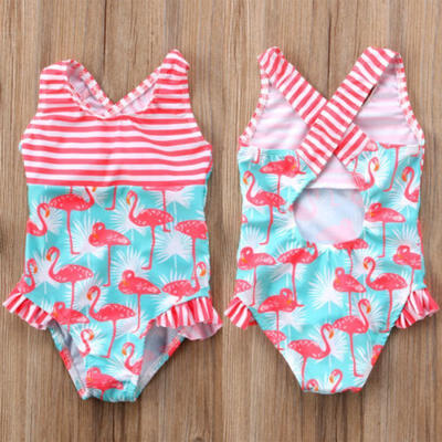 

UK Flamingo Toddler Kid Girl Swimwear Swimsuit Bikini Set Swimmer Bather Clothes