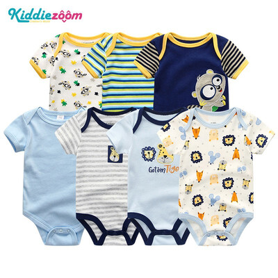

7PCSLot Print Cartoon Baby Girls Clothes Bodysuits Clothing Sets Baby Boy Clothes Cotton Newborn Rompers Short Sleeve Babywear
