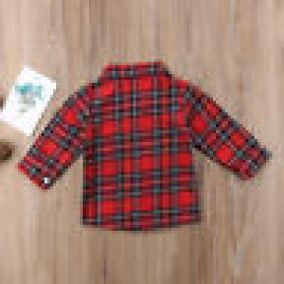 

New Kids Baby Boy Cotton Long Sleeve Plaids Casual Shirt Tops Blouse With Button