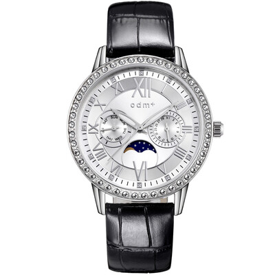 

Odim Watches (ODM) Fashion Trends Black Belt Water Calendar Diamond English Table DM013A-02