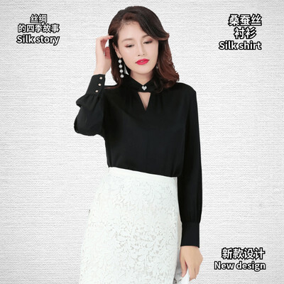 

Silk shirt 2019 spring&summer heavy silk silk slim slimming large size business casual autumn ladies shirt