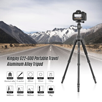 

Kingjoy G22G00 Portable Travel Aluminum Alloy Camera Tripod Monopod with 360 Degree Ball Head 5-Section Adjustable Max Working H