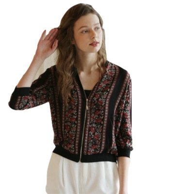 

Silk sunscreen jacket 2019 spring&summer fashion silk embroidery printing slim slimming solid color casual business large size autumn ladies coat shirt