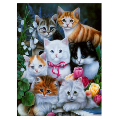 

UpperX 5D DIY Diamond Painting Kit Diamond Embroidery Cross Stitch Kit Arts Home Wall Decor Craft Cat Family