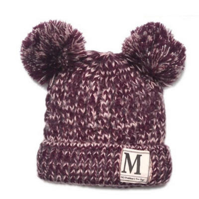 

Newborn Baby Boy Girls Winter Warm Double Fur Pom Bobble Knit Beanie Hat Cap