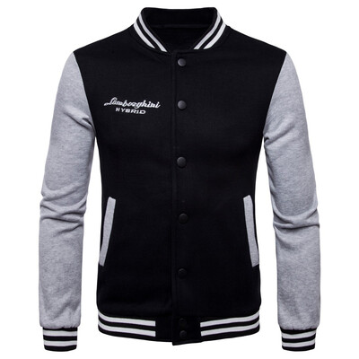 

AOWOFS new foreign trade couple fleece collar collar sweater contrast color baseball uniform large size spot Y989