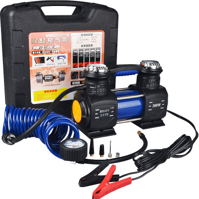 

Jia Xide double cylinder car inflatable pump 0398 portable car with pump high pressure electric tire pump 12V