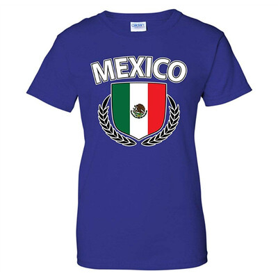 

Mexico Flag Creat Olive Wreath Laurel Mexican Pride Womens T-Shirt