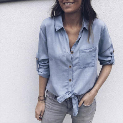 

Womens Long Sleeve V Neck Loose T-Shirt Ladies Summer Casual Shirts Tops Blouse