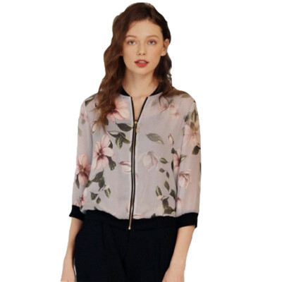 

Silk sunscreen jacket 2019 spring&summer fashion silk embroidery printing slim slimming solid color casual business large size autumn ladies coat shirt