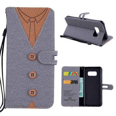 

MOONCASE Samsung Galaxy S8 stitching embossed mens leather case - gray