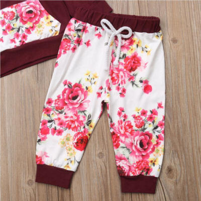 

3PCS Newborn Baby Girl Clothes Cotton T-shirt printed TopsPants Outfits Sets