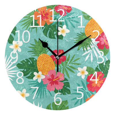 

Wall Clock Tropical Summer Pattern Round Wall Clock Arabic Numerals Design