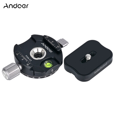 

Andoer PAN-C3 Panoramic Tripod Head Clamp Adapter Aluminum Alloy with Quick Release Plate for Arca-Swiss AS Standard QR Plates