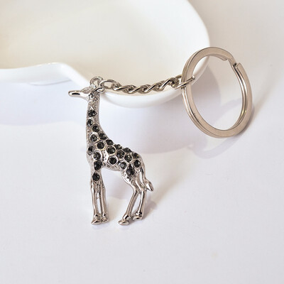 

2019 New Giraffe Deer Pretty gray peach Enamel Crystal HandBag Pendant Keyring Keychain For Car key holder