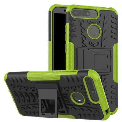 

Fivice Huawei Y6 2018 Case TPU anti-fall tire pattern back clip bracket phone case