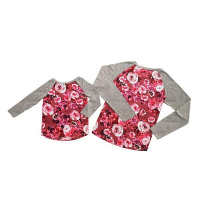 

US Xmas Family Matching Outfits Mother Daughter Girls Tops Long Sleeve T-Shirt