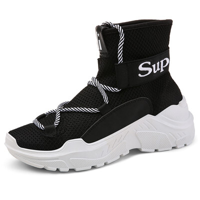 

Autumn sports&leisure high shoes male Korean version of the trend shoes hip hop large size increased breathable mesh shoes