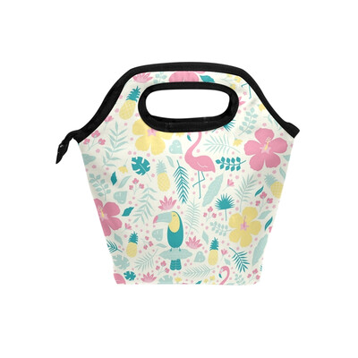 

Lunch Bag Tote Bag Flower Flamingos Travel Picnic Organizer Lunch Holder Handbags Lunch Bag Box for Office