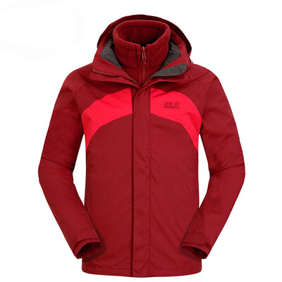

Wolf claw Jackwolfskin mens jacket fleece liner three-in-one outdoor jacket autumn&winter casual shirt 1105681 Lafite red - 2056 XL